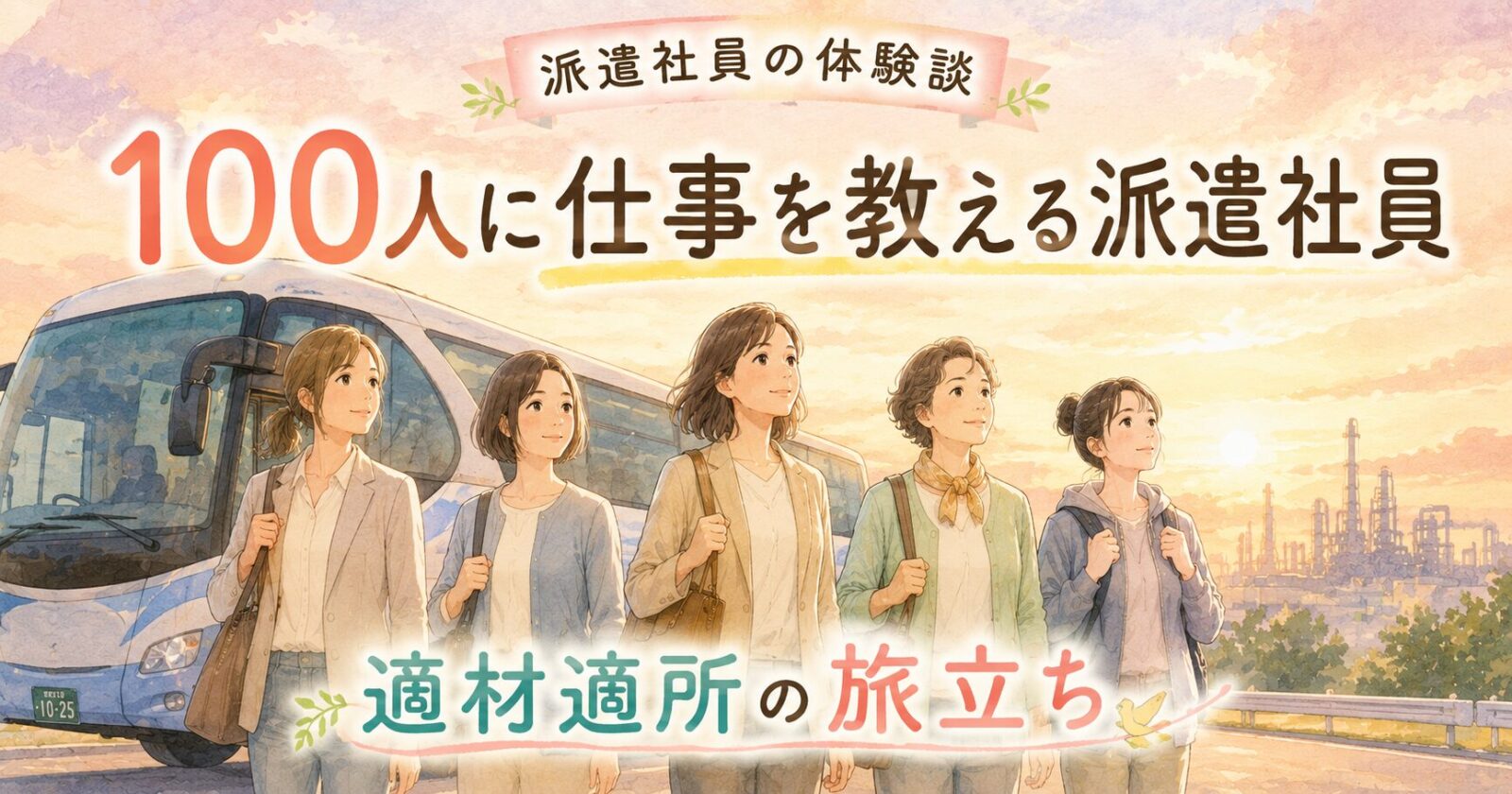 100人に仕事を教える派遣社員。女性5人の『適材適所の旅立ち』をイメージする画像